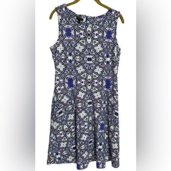 EUC TALBOTS Woman Stretch Print Tank Fit and Flare Easter Dress Size XLP - Picture 1 of 10